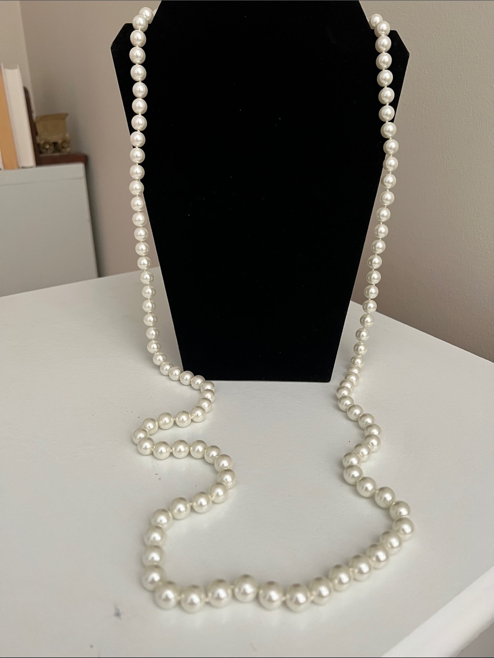 Elegant Pearl Opera Necklace - White Faux Pearls - Heirloom Estate Vintage